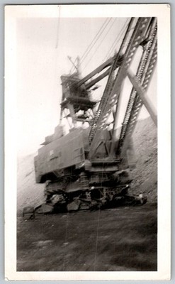 Vtg B&W Snapshot Massive Industrial Power Shovel Excavator Mining Machine 1950s