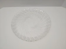Vintage Arcoroc SEABREEZE Clear 13” Round Serving/Chop Plate Swirled & Scalloped