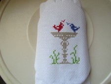 Bain d'oiseaux printemps point de croix complet