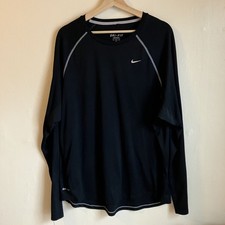 Nike Dri-Fit Shirt Mens XL Black Long Sleeve Basketball Training Athletic Top