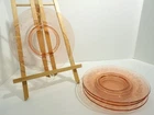 Vintage Depression Pink Glass 8" salad/lunch Plates Laurel Etched Band Lot of 4