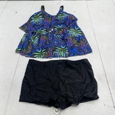 Tropical Tankini Swimsuit Set Womens XXL Multicolor Ruffle Swim Shorts 2 Piece