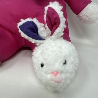 Vtg 90s Puffy Nylon Bunny Plush Pink Windbreaker Rabbit Bunny