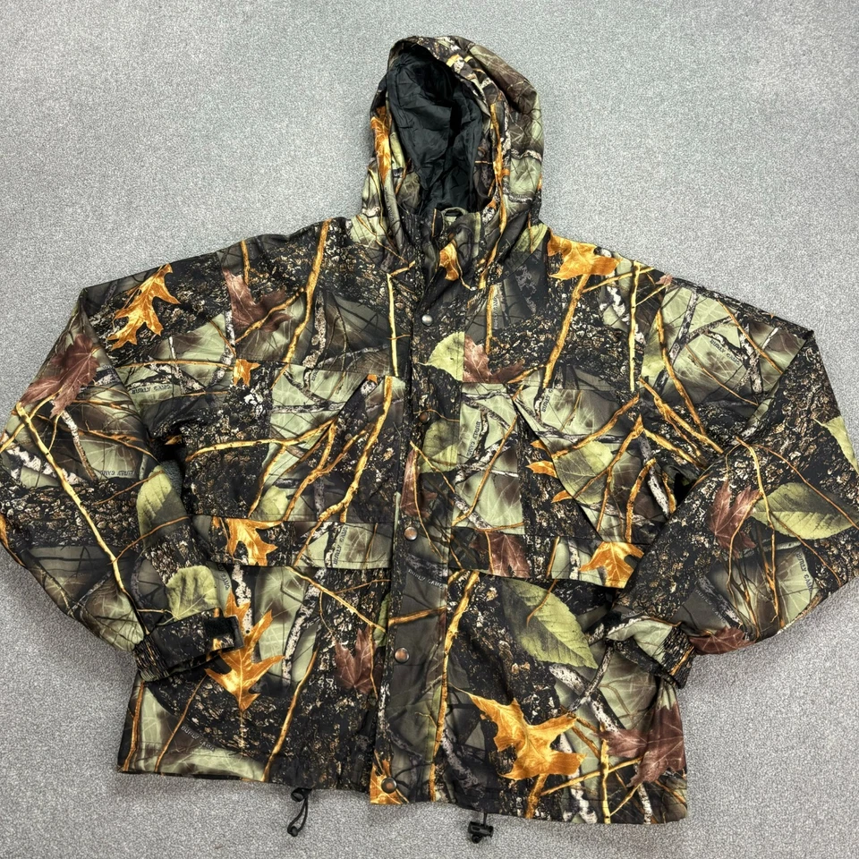 RealTree Jacket Adult Medium Brown Work Wear Hunting Camo Hood Lined Rain Mens - Image 2 of 4