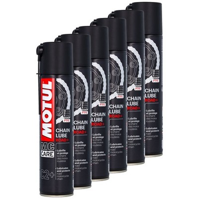 Kettenspray MC CARE C2 CHAIN LUBE ROAD PTFE weiß Motul 6 X 400 ml Kette Motorrad