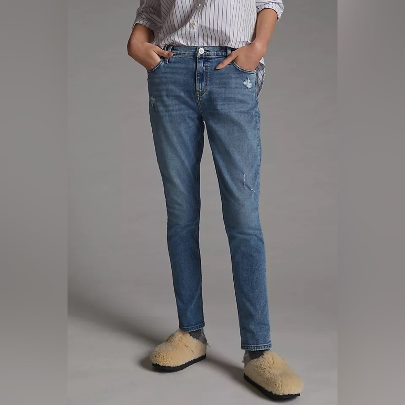Anthropologie Hudson Lana Boyfriend Ankle Jeans Everlast Blue Size 28 image 3