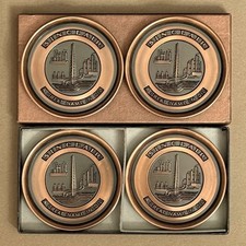 SINCLAIR OIL Copper COASTERS Boxed Set of 4 Oil & Gas Collectible