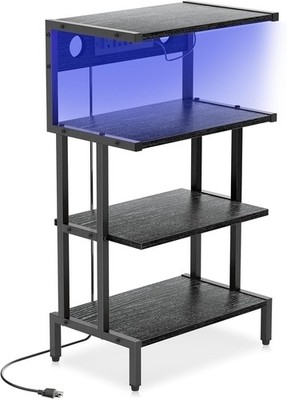 Game Console Shelf, 4-Tier Video Gaming Consoles Stand with Outlet & RGB Light,