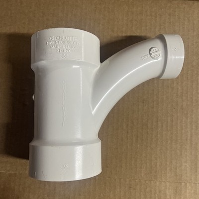 3''x3''x2   Combination Tee-Wye Long Radius Sch. 40 PVC Charlotte pipe 31 670. ￼