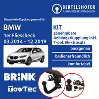FüR BMW 1Er Fliessheck Typ F20/F21 03.2014-12.2019 AHK Abn. +7Pol Sp. E-Satz ABE