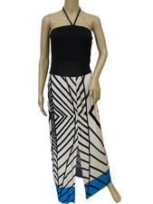 Envi Stretch Knit Colorblock Geometric Print Split Hem Halter Dress Size XS