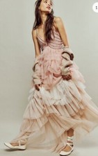 LoveShackFancy Jude Crystal Embellished Tiered Tulle Babydoll Dress 14