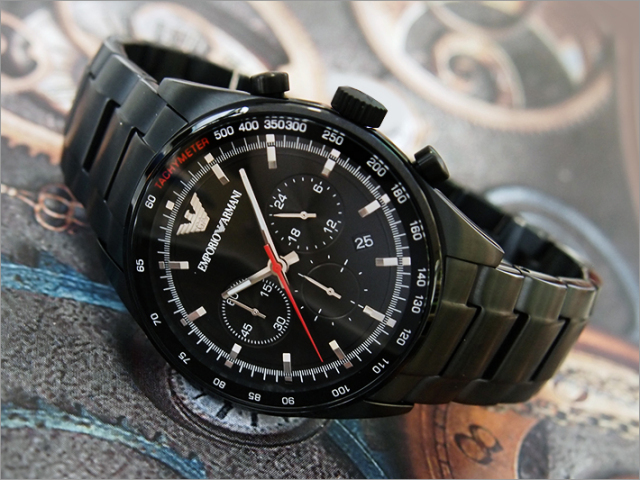 emporio armani tachymeter black watch