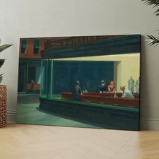 Nighthawks by Edward Hopper 1940s America Painting Canvas Wall Art Print
