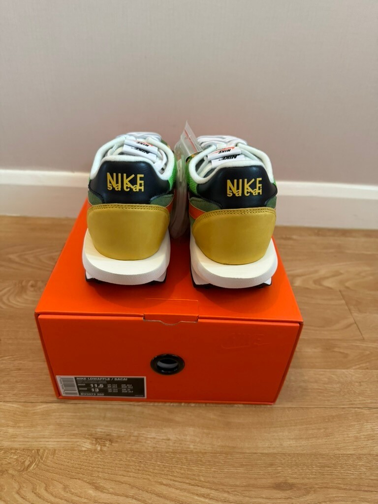 SACAI X NIKE Nike Sacai LD Waffle Green Gusto Safety Orange UK10.5 US11.5 EU45.5 BV0073 300
