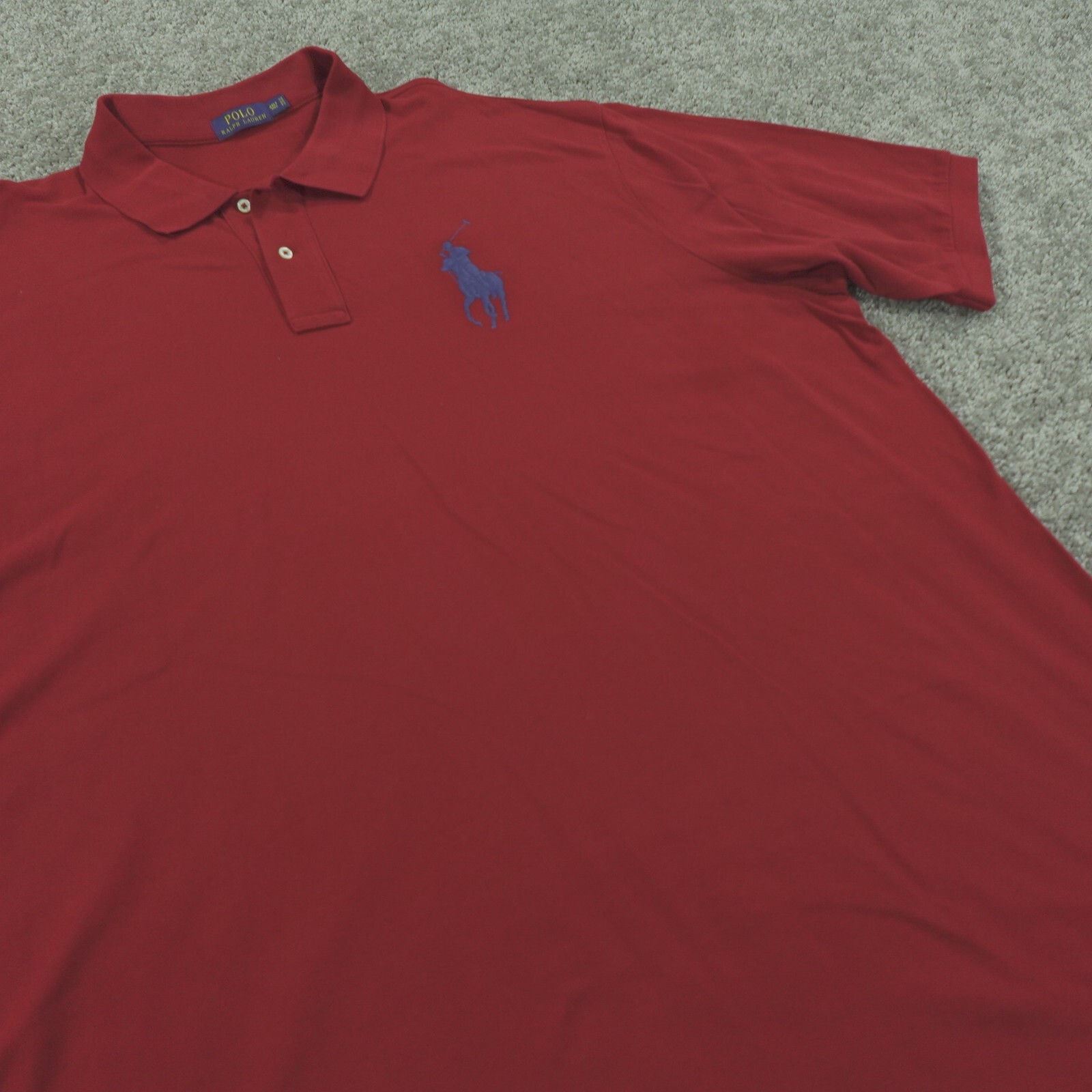 Polo Ralph Lauren camicia uomo 4XLTll manica corta grande pony bordeaux vino blu