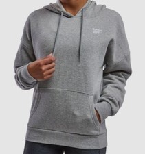 Reebok Women's Gray Identity Left Logo Fleece Hoodie Size M
