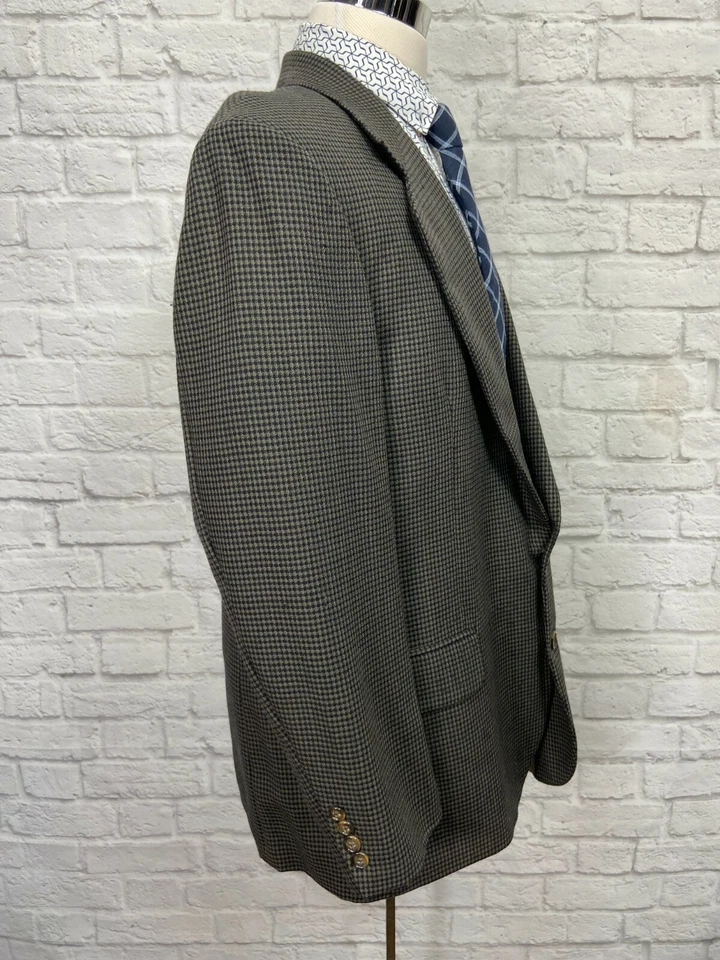 Мужской коричневый и черный шерстяной блейзер спортивное пальто OSCAR DE LA RENTA (43R) - Изображение 3 из 4