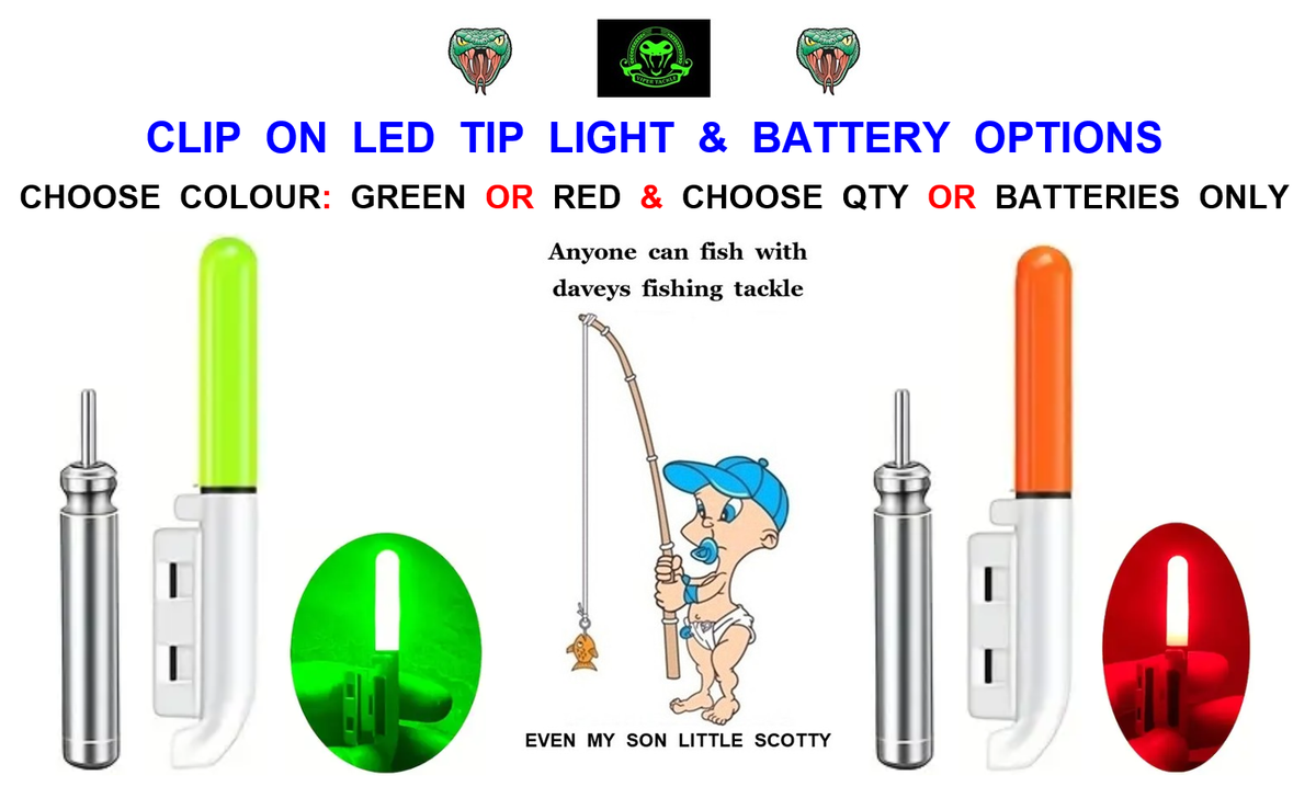 VIPER: FISHING LED ROD TIP LIGHT+BATTERY NIGHT LIGHT CLIP ON BITE