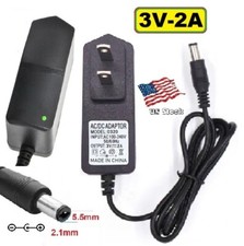 3V 2A AC/DC Adapter Power Supply for Home Electronics with 5.5x2.1mm Plug