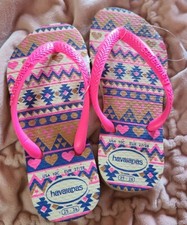 Havaianas Slim Mosaic Tribal Print Glitter Flip Flops Sz 10C