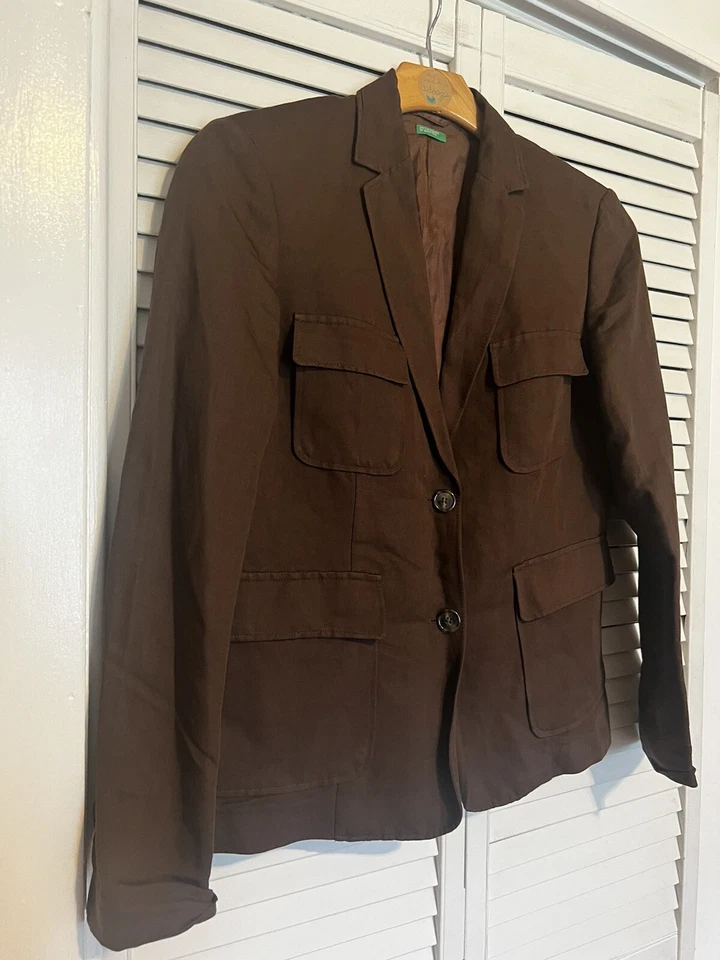 Chaqueta Blazer UNITED COLORS OF BENETTON Mujer Talla XL Grande Mezcla Lino EU 46 Foto 2 de 4
