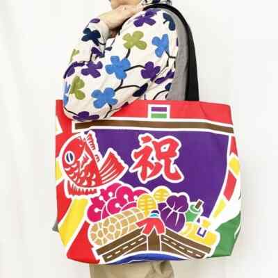 Japanese culture Tairyo-bata Big-catch flag Tote bag Colorful and fun bags #081