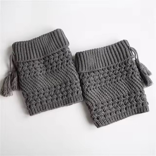 NEW TASSEL CROCHET KNIT BOOT CUFFS POM POM TOPPER WARM WINTER SOCKS COVER