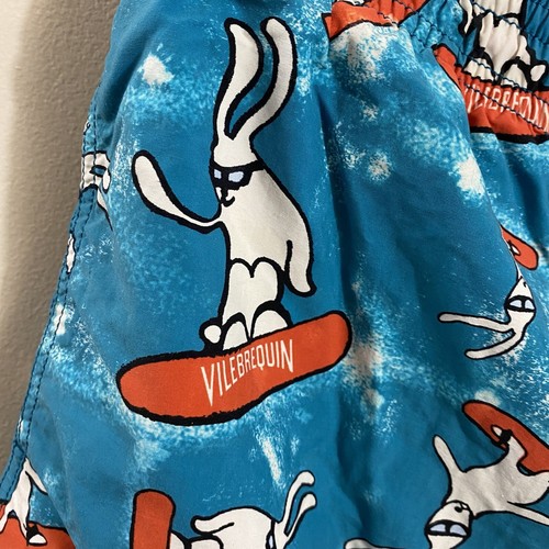 Vilebrequin men's teal blue/red surfing bunny print swim trunks sz XXXL - Picture 5 of 11