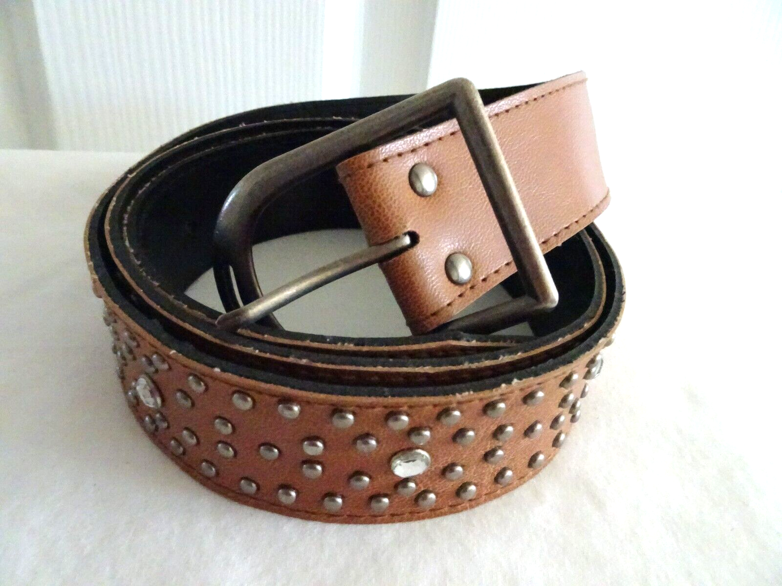 Faux Leather Belt with Pewter Buckle 46