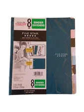 Mead Five Star 8 Tabs Multi-Color Binder Dividers Reversible Sides 3 Hole Punch