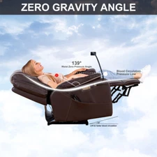 Zero Gravity Power Recliner 8 Vibrating Points Massage Heating Bonded Leather US