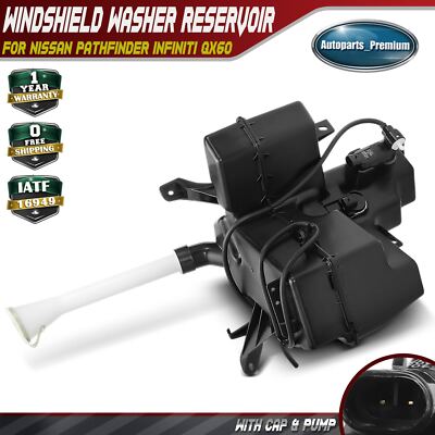 Windshield Washer Reservoir w/Cap & Pump & Sensor for Nissan Pathfinder INFINITI