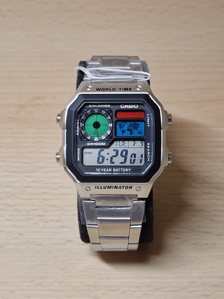 Multi Coloured Casio World Time Illuminator Royale AE-1200WHD