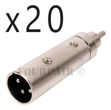 20 Pack Lot - 3-Pin XLR Male to RCA Plug Audio Cable Microphone Mic DJ Adapter
