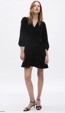 NWT Gap Women's Black Gorgeous Velvet Long Sleeve Wrap Mini Dress XL Tall 14 16