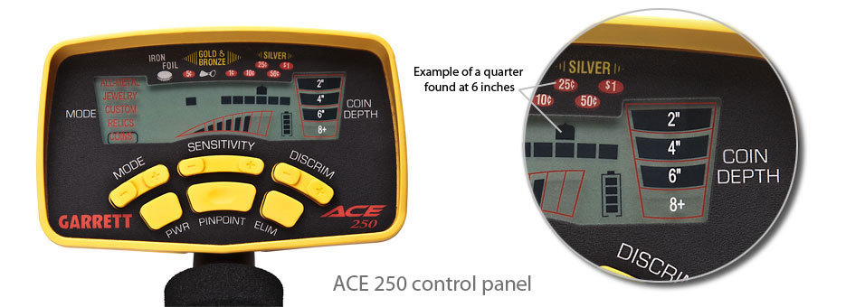 Garrett Ace 250 Metal Detector w/2-Year Warranty & DVD Instructions - FREE SHIP