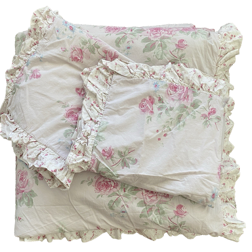 3-Pc Simply Shabby Chic Floral MISTY ROSE Ruffled Full/Queen Comforter & 2 Shams