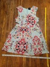 Windsor Pastel Turquoise w/ Bright Floral Print Fit & Flare Dress Sz 13