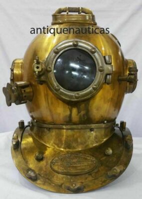 18 Inch Antique Vintage Brass Diving Divers Helmet Hm755 US Navy Mark V ...