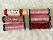 Needlepoint Kreinik Metallic Thread Lot of 6 Spool Pinks Blending Filament