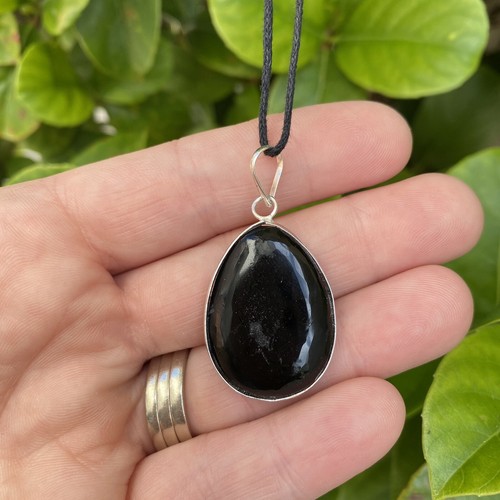 Black Obsidian Teardrop Shape Pendant 