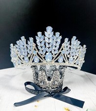 Blue Wedding Tiara, Bridal wedding Headband, Princess Crystal Crown, Queen Crown