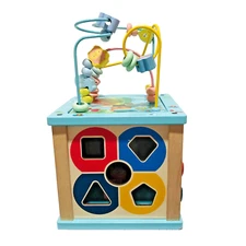 Wooden Activity Cube Montessori Toys For 0-3 Year Old Unisex Multi-Activity