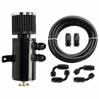 10AN Oil Catch Can Reservoir Tank 2 Port Dual Breather Filter Baffled+ 10ft hose