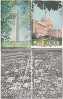 1961 Pennsylvania Railroad Advertising Map Travel Guide Washington Brochure