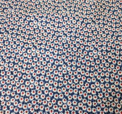 Calico Print BTY Schwartz Liebman Cranston Print Works Floral Ivory Red Blue