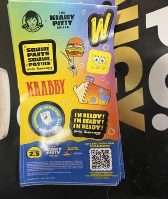Wendy's Krabby Patty Meal Saucy Nuggs Combo Advertising Signs & Stickers 2023