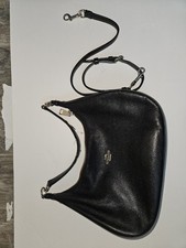Coach Black Pebbled Crescent Shoulder Bag Zip...