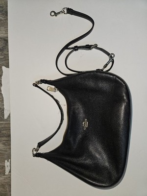 Coach Black Pebbled Crescent Shoulder Bag Zip Closure Adjustable Strap Pockets